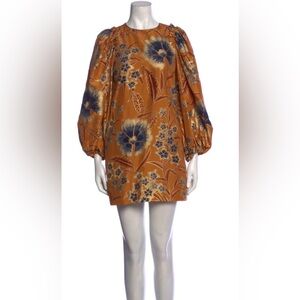 Ulla Johnson Floral Mini Dress in Orange and Blue